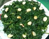 A picture of step 4 of Palong shaak bhaja/ bengali style spinach stir-fry recipe.