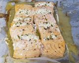 A picture of step 5 of Summer citric salmon with herby feta cheese.