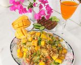 A picture of step 7 of Mango chickpeas rice with frozen seekh kabab /Summer recipe.