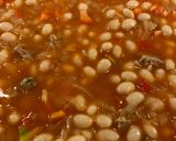 A picture of step 6 of Turkish Kuru Fasulye (beans in tomato sauce).