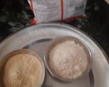 A picture of step 1 of Amaranth water chestnut flour halwa.