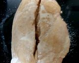 A picture of step 1 of My Chicken breast with Brie and Streaky bacon wrapped around. 😋.