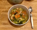 A picture of step 8 of Rough Chop Cabbage and White Bean Soup.
