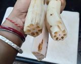 A picture of step 1 of Lotus stem curry.