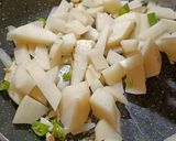 A picture of step 4 of Malabar Spinach, California Lemon & Potato Stir Fry.