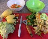A picture of step 1 of Fresh Minestrone with Tubettini and Vegetable Purée from Scraps.