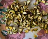 A picture of step 1 of Begun’r Ghonto / Eggplant Ghonto for lunch in Thakurbari style.