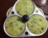 A picture of step 4 of Coriander Rice Idli.