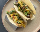 A picture of step 8 of Bacon egg poblano breakfast tacos!.