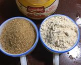 A picture of step 1 of Atta Halwa.