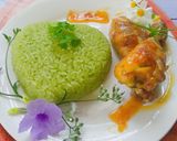 Hình bước làm 10 của món Xôi lá dứa đùi gà chiên