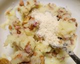 A picture of step 2 of Potato pie, with pancetta & chanterelle mushrooms & asparagus.