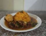 A picture of step 5 of Beef Chemsha with Mashed Butternut and Potatoes.