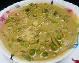A picture of step 6 of Mushroom mattar curry with coconut flavour.