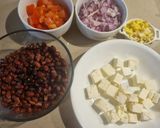 A picture of step 1 of Tri-Colour Black,Pinto and Kidney Beans Masala with Feta Cheese.