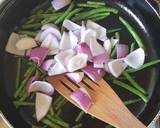 Sausage Onion French beans stir fry recipe step 2 photo