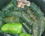 A picture of step 3 of Stuffed Grape Leaves 🤗.