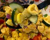 A picture of step 4 of Veggie Tortellini salad.