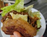 Foto del paso 14 de la receta: Arepas🥯de plátano🫓macho maduro🍌rellenas🥑de pollo🍗bbq🍅y queso🥯🍯🧀