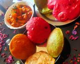 A picture of step 4 of Colourful pooris.