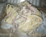 Foto del paso 4 de la receta: Tallarines con cebolleta, setas y bacon, y nata