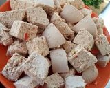 A picture of step 1 of Peppered awara/tofu.