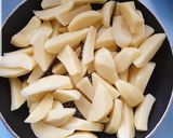 A picture of step 1 of Fried wedges#4week challenge # idd challenge.