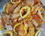 Vegyes Sült halas gyümölcsös tál bacon-nal és zöldségekkel sütve recept fázis 6 fotója