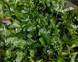 A picture of step 1 of Chaulai (amaranths) saag.