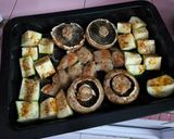Gambar langkah 1 resipi Baked Chicken, Mushroom & Zucchini.