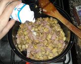 Foto del paso 5 de la receta: Pasta con salsa de champiñones, pollo, jamón y crema 😍
