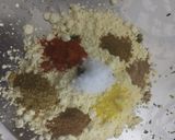 A picture of step 2 of Besan masala stuffed mini paratha with cashew makhana curry.
