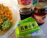 A picture of step 1 of Savory Braised Tofu with Edamame and Corn.