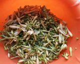 Foto langkah ke 1 dari resep Tumis bunga pepaya dan daun singkong.