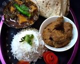 A picture of step 6 of Bihari boti, Aloo palak, Plain Rice and Chapati.