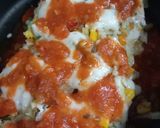 A picture of step 7 of Bread Lasagna in pan.