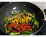 A picture of step 2 of Dry bhindi aloo sabzi without onion and ginger garlic.