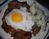 Foto del paso 7 de la receta: Bife a la chapa, huevo, puré de papa con espinaca