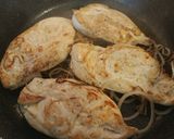 A picture of step 4 of Pan Seared Chicken Breast smothered in a Crimini Mushroom Sauce.