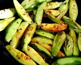 A picture of step 1 of Potol narkol posto (pointed gourd in coconut poppy seed paste).