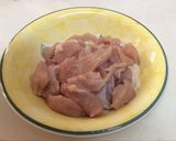 A picture of step 1 of Stew boneless chicken breast with 3 cups sauce.