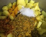 A picture of step 4 of Achari Aloo.