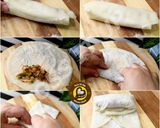 A picture of step 4 of Veg And Chicken Spring Rolls With Homemade Sheets Or Wraps Along With Spring Roll Sauce.