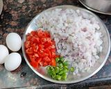 A picture of step 1 of Egg Bhurji (Indian-Style Scrambled Eggs).