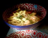 Une image de l'étape 4 de Casarecce, asperges citronnées et crevettes rôties.