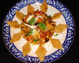 A picture of step 5 of Mexican Bhel with Leftover Roti Nachos.