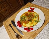 Pas rețetă Mashed potatoes with carrot sauce, onion, red pepper 1 fotografie