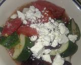 A picture of step 1 of Summer Tomato, Cucumber, Onion, Garlic, Greek Dressed Feta Salad.