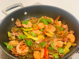 Quick pan baked prawns & glass noodles