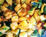 A picture of step 4 of Bhandary wali Kaddu ki sabzi Marwadi chef Pankaj Mathur.